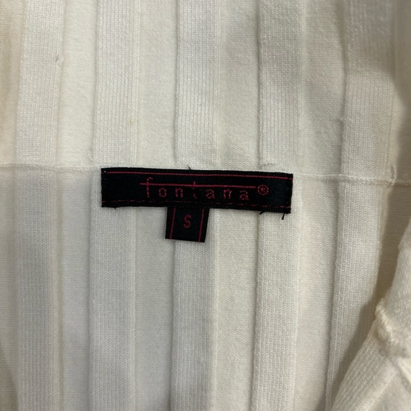 Ivory Ribbed Rhinestone Zip-Up Sweater S - Picture 4 of 6